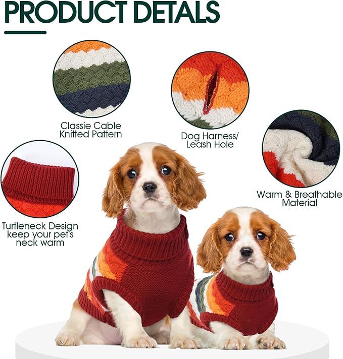 Kuoser Dog Sweater, Dog Sweaters for Medium Dogs Girl Boy, Classic Pet Knitted Sweatshirt Warm Pullover, Puppy Holiday Sweater Winter Clothes for Christmas Thanksgiving Outfit, Red M
