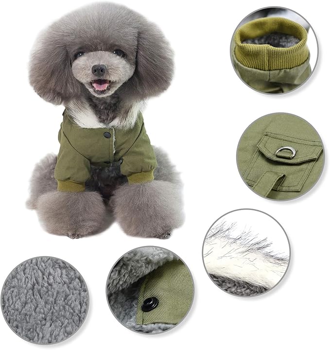 Warm Dog Hooded Trench Coat Windproof Parka Jacket for Cold Weather (XL, Green)