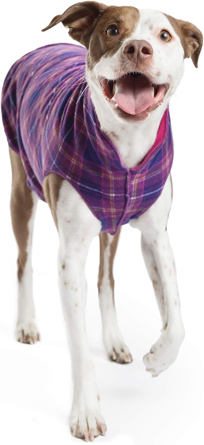 Goldpaw Duluth Double Fleece Dog Sweater Vest for Medium Dogs - Soft, Stretchy Dog Fleece - Warm Pet Jacket for Fall and Winter - Premium Pet Outerwear - Machine Washable - Mulberry/Fuchsia - Size 20
