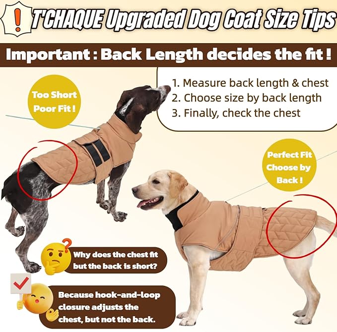 Upgraded Classic Quilted High-Loft Dog Winter Coat, Waterproof Outdoor Coats for Small Dogs, Lightweight & Thick Puppy Jacket with Leash Hole, 2-Layer Pet Vest Jackets for Dachshund Boston(Khaki, S)