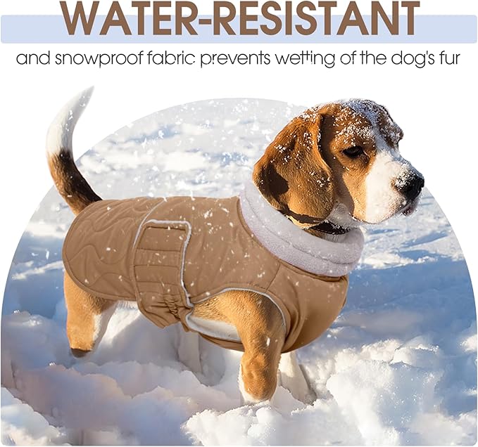 FUAMEY Winter Warm Coat, Fleece Turtleneck Jacket, Thick Waterproof Windproof Cold Weather Coats, Snowsuit Vest for Small Medium Large Dogs Pet Clothes