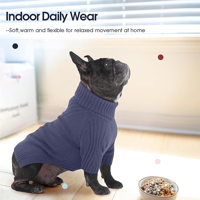 IECOii Great Dane Sweater,5XL Extra Large Sweater for Giant Breed Dogs in Winter,Turtleneck Cold Weather Knit Clothes,Machine Washable,Elastic Pullover for Saint Bernard,Mastiff (Blue,XXXXXL)