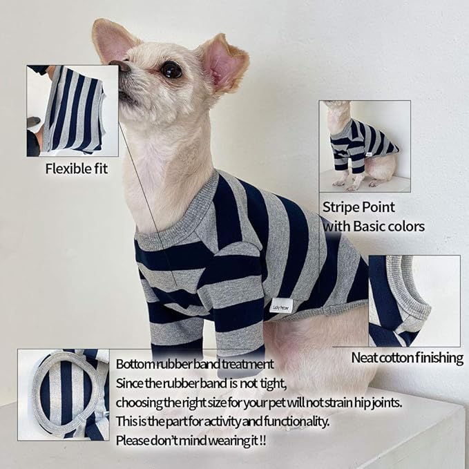 Dog Cotton Shirts for Small and Large Dogs Rugby Striped T-Shirts Soft Breathable Dog Shirt pet Clothes (2X-Large, White/Black)