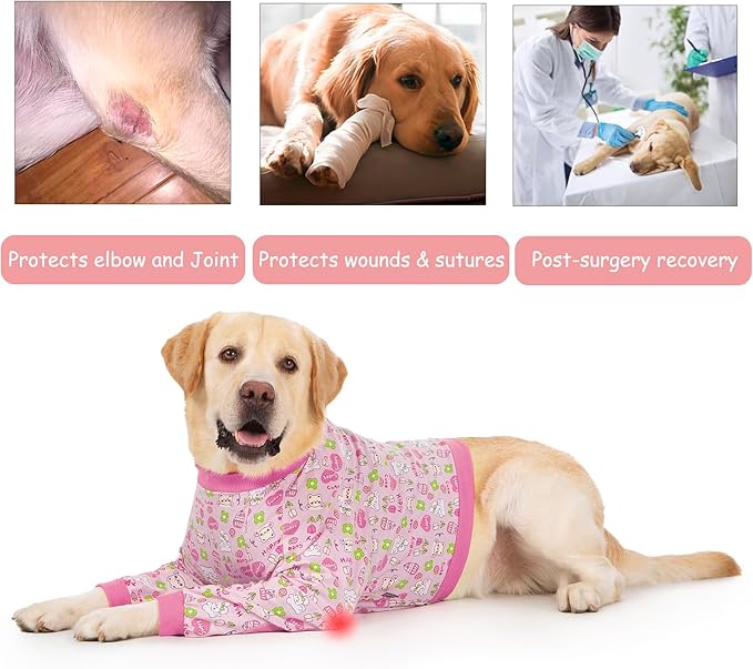 Dog Recovery Shirt for Front Legs, Dog Elbowpads Sleeve Protect Dogs Elbows Arms,Stop Licking Joints After Surgery, Help with Injury Healing Covers The Wound, Cone Alternatives (Pink, 5XL)