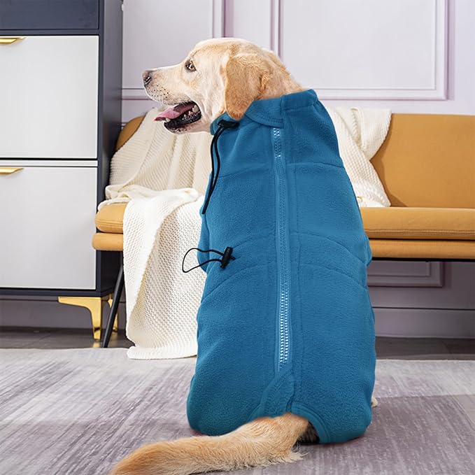 ROZKITCH Dog Fleece Sweater, Pet Windproof Warm Cold Weather Jacket Vest Cozy Jumpsuit Apparel Outfit Clothes for Small Medium Large Dog Walking Sleep 2XS