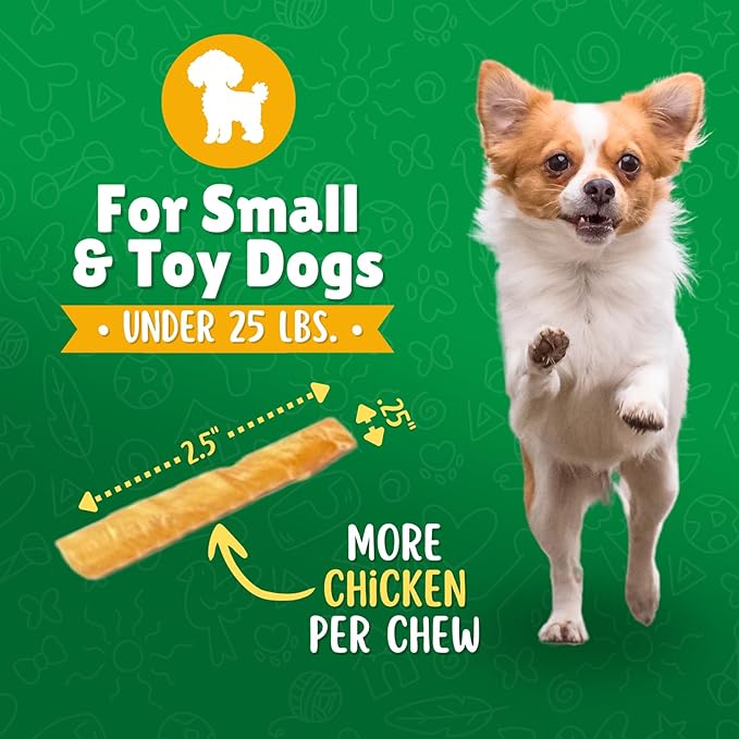Chicken Wrapped Rawhide Dog Treats for Toy Dogs Under 25 lbs. – 150ct. Rawhide Chew Sticks – Limited Ingredient Long Lasting Chews Made in The USA with Natural Chicken and Beef Hide Twists