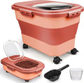 Dog Food Storage Container, 5-20Lbs Collapsible Pet Food Storage Containers with Rolling Wheel Airtight Locking Lid, Dry Food Storage Bin with Cup and Scoop,Suitable for Pet Food, Rice, Flour