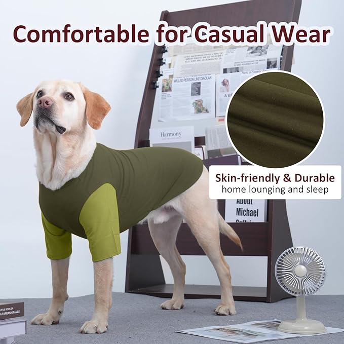 IKUPUKO 2 Pack Dog T-Shirts for Extra Large Dogs Soft Breathable Cotton Shirt Shedding Control Clothes for Great Dane, Summer Hot Weather Walking, Seaside, Park Play, XXXXXL