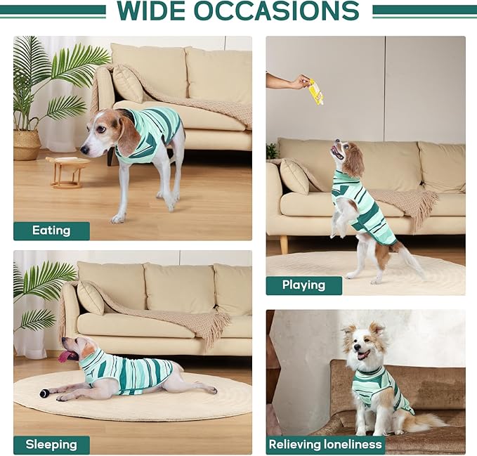 ROZKITCH Striped Dog Sweater with Leash Hole,Cute Pet Shirt Stretchy Comfort Fit for Doberman, Rottweiler, Great Dane etc All-Day Wear BlueStripe 4XL