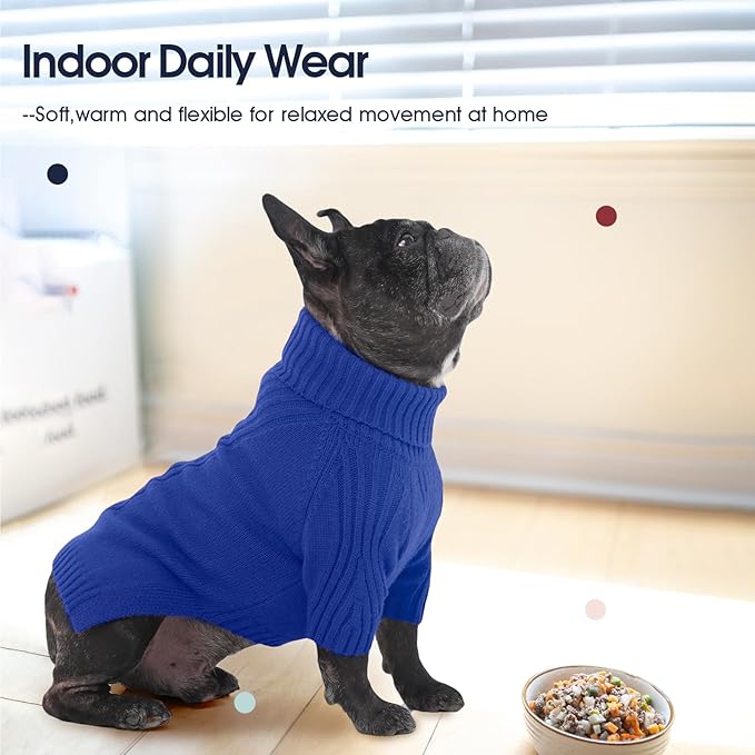 IECOii XXL Dog Sweater,Thermal Knit Big Dog Sweater with Sleeve,Pet Turtleneck Doggy Sweatshirt for Extra Large Dogs Boy Girl,Stretchy Large Dogs Cold Weather Outfit Pitbull Clothes,(Royal Blue,XXL)