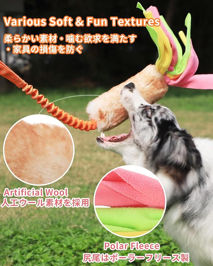SCHITEC Dog Tug Toy, Bungee Tug of War Rope Toys with Squeaky Sound for Exercise & Interactive Play Games, Puppy Training Pull Toy for Small Medium Large Dogs