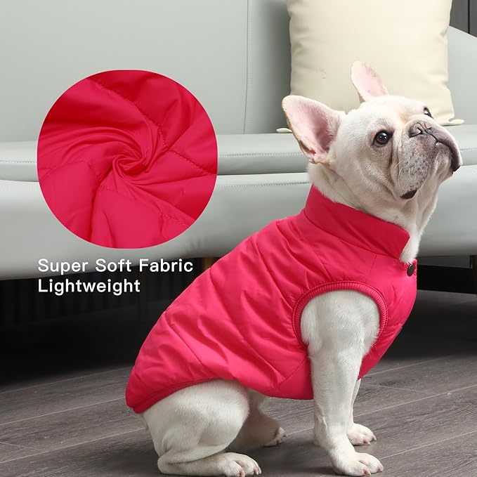 2 Layers Fleece Lined Warm Dog Jacket for Puppy Winter Cold Weather,Soft Windproof Small Dog Coat,Pink XS