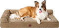 EHEYCIGA Memory Foam Dog Bed XLarge Sized Dogs, Extra Large Dog Bed Orthopedic with Washable Removable Cover, Waterproof XL Pet Bed Couch for Crate, 41x27x6 Inches, Camel