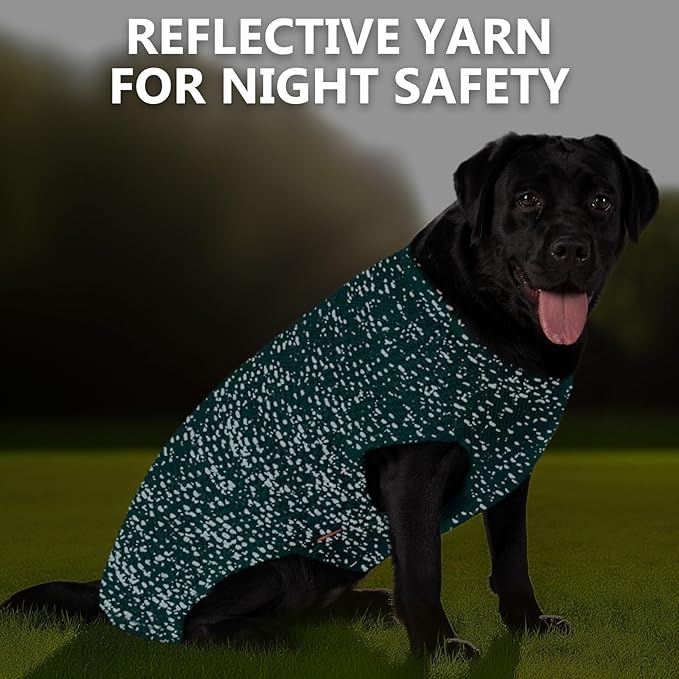 KYEESE Dog Christmas Sweater with Leash Hole Comfy Pullover Sweater Medium Size Male with Reflective Yarn Warm Pet Coats Stretchy Cozy Lightweight Thick Knitwear Dog Clothes,Green, X-Large