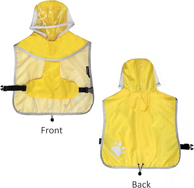 MAMORE Dog Raincoat Waterproof, Lightweight Adjustable Dog Rain Coat Hooded Poncho with Reflective Strip for Large Medium Small Dogs (Yellow, X-Large)