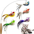 Cat Wand Toy, 6 Pieces Interactive Cat Wand Bird Feather Toys for Indoor Cats Play Exercise