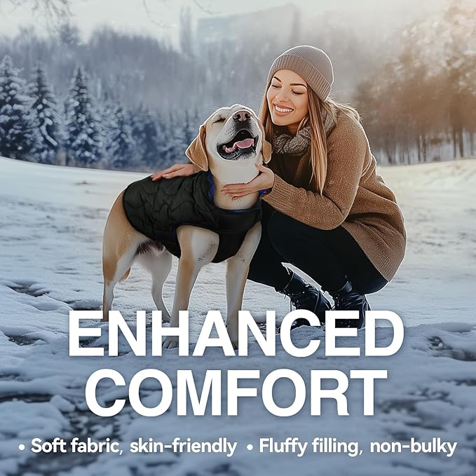 VIVAGLORY Softjoy Dog Coat, Dog Jacket for Winter & Christmas, Coat with Harness Hole & Velcro Closure, Reversible Plaid Checkered Warm Fluffy Heavy Duty for Puppy, XXS, Sapphire Blue Plaid