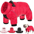 AOFITEE Dog Coat, Waterproof Dog Winter Jacket, Warm Fullbody Dogs Snowsuit, Winter Coat for Small Dogs, Zip Up Pet Puffer Jacket Fleece Vest, Outdoor Reflective Cold Weather Pet Coats, Christmas Red
