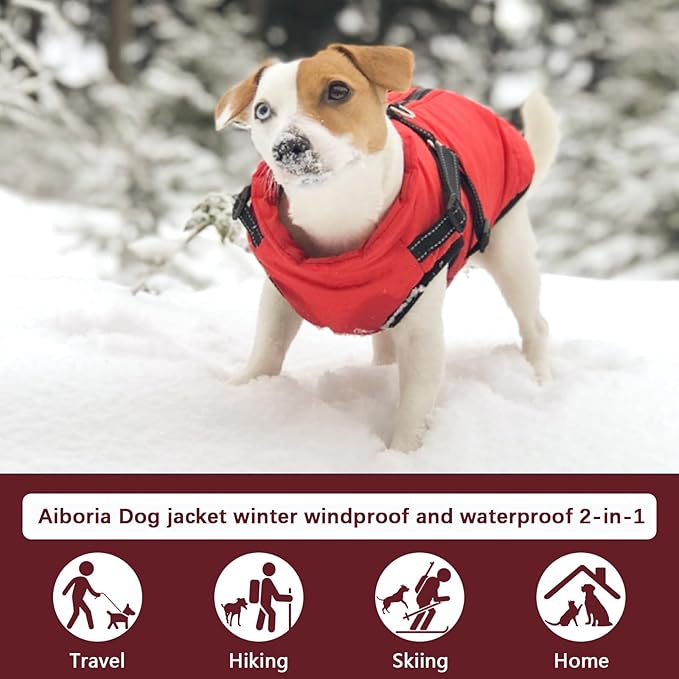 Aiboria Dog Jackets for Winter Windproof Waterproof 2 in 1 Outfit Cold Weather Coat Dog Vest Harness Puppy Winter Warm Jacket Small Green S