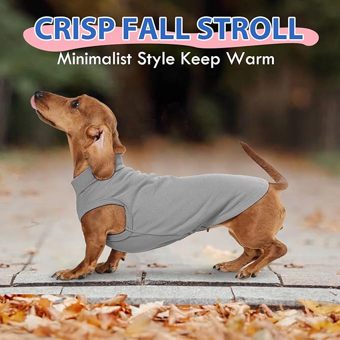 Dog Fleece Vest - Grey, L - Soft Warm Sleeveless Sweater | Stretchable Sweatshirt for Small Breeds, Lightweight for Outoor Walking, Dachshund Clothes, Mini Schnauzer