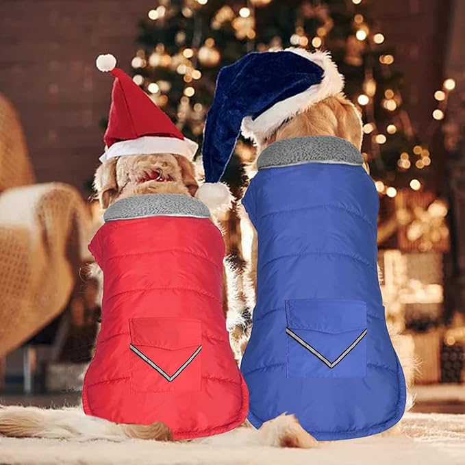 Dog Coat, Waterproof Dog Winter Jacket with Pocket, Reflective Adjustable Pet Snow Vest, Warm Cozy Fleece Sweater for Small Medium Extra Large Dogs - Purple, 3XL