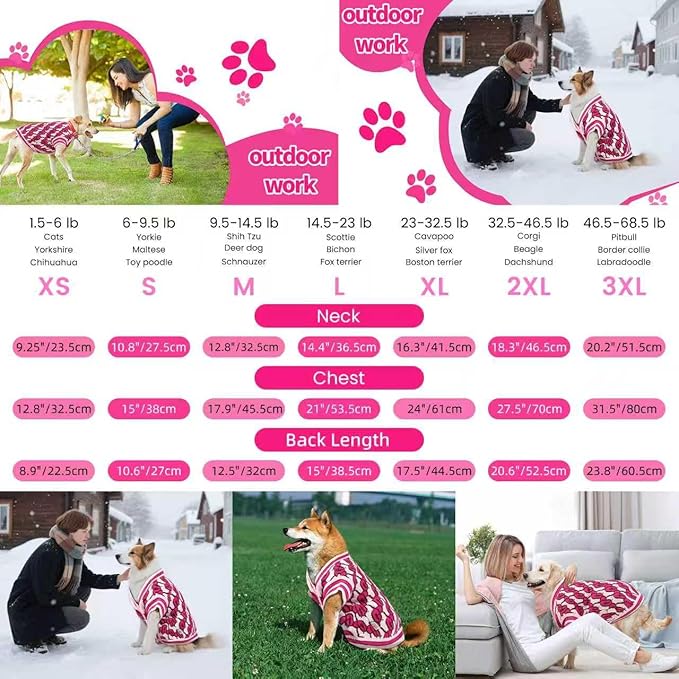 Pet Sweaters for Dogs Boys and Girls, Dynamic Letter Patterned Dog Sweater,Dog Cardigan,Pet Clothes,Pet Knitted Clothing,Fit for Different Seasons and Kinds of Dogs(Pink 2XL)
