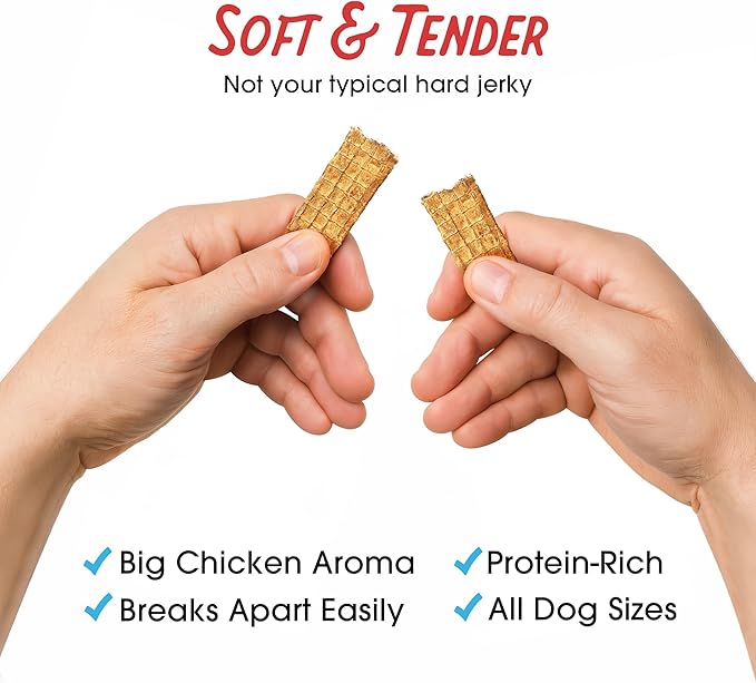 Farmland Traditions Dogs Love Chicken Jerky Dog Treats, Premium Two-Ingredient Dog Jerky with USA-Raised, Human-Grade Chicken & No Antibiotics Ever, 1-Pound Bag