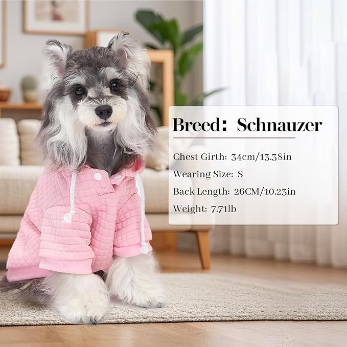 2 Pack Dog Hoodie Sweaters for Small Medium Dogs Warm Dog Clothes for Large Dogs Soft Waffle-Like Laminated Sweatshirt Bulldog (Pink+Purple, S (Back: 11.5",Chest: 15.5", Neck: 10"))