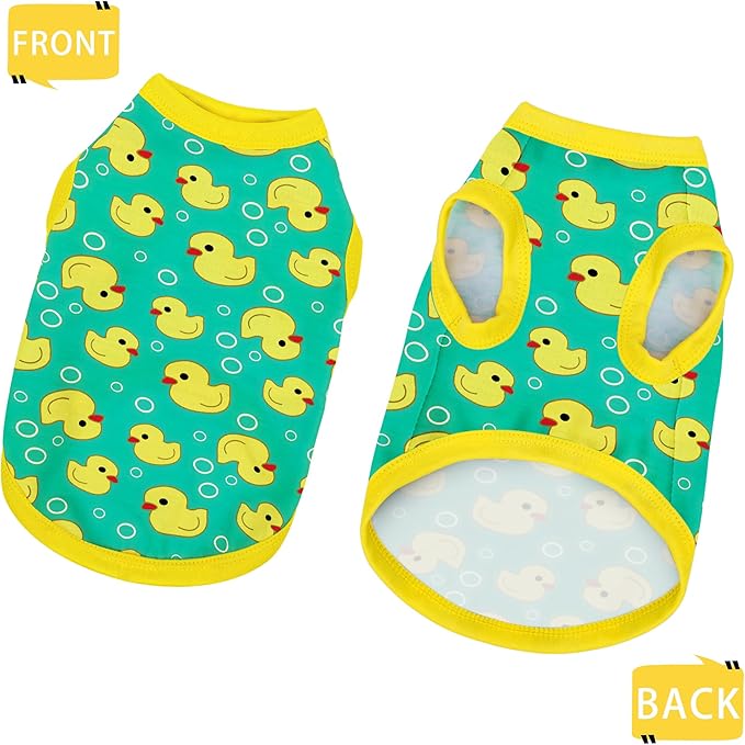 Adorable Yellow Duck Dog Shirt: Lightweight Polyester Cartoon Puppy Vest, Small Medium & Large Dog T-Shirt, Summer Pet Clothes, Cute Dog Apparel, Breathable Dog Tank Top Blue XL