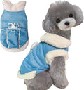 Jecikelon Bowtie Dog Cold Weather Coat Fleece Lining Warm Pet Puppy Turtleneck Dogs Winter Clothes for Small Dogs with D-Ring (Blue, X-Small)