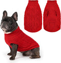 PUPTECK Dog Sweater, Turtleneck Warm Knitted Pullover Coat, Thick Cable Knitwear Clothes in Winter, Pet Apparel Outfits for Small Medium Dogs, for Cold Weather Indoor & Outdoor, Red XS