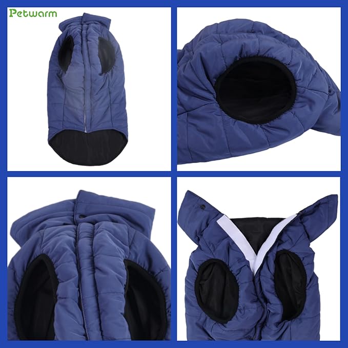 PetWarm Reversible Dog Cold Weather Coats, Waterproof Dog Puffer Vest, Vest for Dogs with Hook-and-Loop Strap, Windproof Outdoor Coat for Winter Walks and Snowy Days, Blue, M