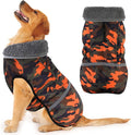 Dogcheer Warm Dog Coat, Waterproof Dog Jacket Christmas Puppy Winter Coat with Buckle, Reflective Adjustable Pet Snow Jacket Turtleneck Fleece Sweater for Small Medium Large Dogs - Orange Camo, 3XL
