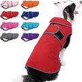 MIGOHI Reflective Waterproof Dog Coat, Medium, Red, Fleece Lined, Stormguard