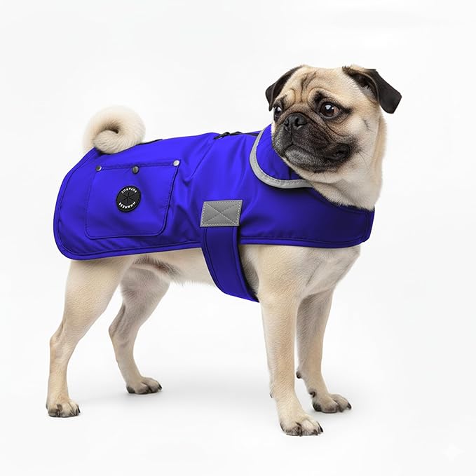 Joyride Harness FrostFlex Dog Winter Jacket - Fleece Lined & Water-Resistant - Snowsuit with Pockets for Treats & Poop Bags - Durable Cold Weather Dog Coat - Blue Serenity-XL