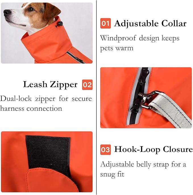Dog Water-Repellent Raincoat Jacket, Lightweight Reflective Waterproof Clothes for Small Medium Large Dogs, Outdoor for Fall & Spring (Yellow, XL)