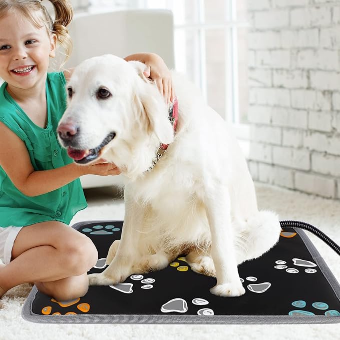 furrybaby Pet Heating Pad, Waterproof Dog Heating Pad Mat for Cat with Durable Anti-Bite Tube Indoor for Puppies Dogs Cats (1 Pack Black, 40 X 28in, Temp Adjustable)