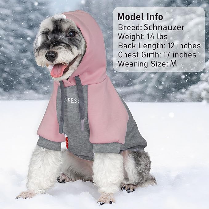 KYEESE Dog Hoodie Stretchy Dogs Winter Coat for Cold Weather Soft Dog Clothes for Small Dogs Pet Sweatshirt with Drawstring Comfort Cat Sweater Warm Pet Clothes Cat Coat with Leash Hole