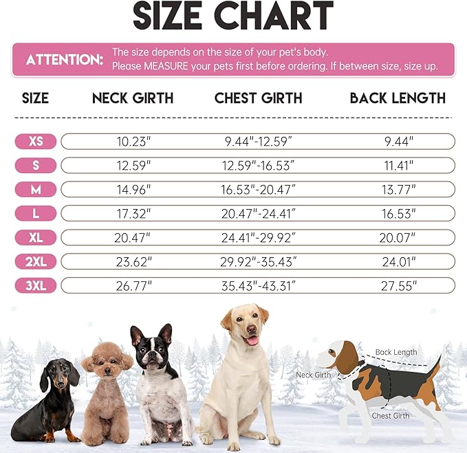 BRKURLEG Dog Winter Jacket, Warm Dog Winter Coats for Small and Medium Large Dogs, Reflective Adjustable Pet Cold Weather Coats, Waterproof Dogs Snow Jacket Clothes Fleece Vest (XS, Rose Red)