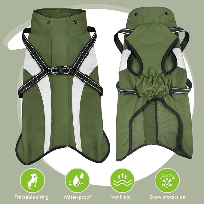 Mosucoirl Dog Raincoat Waterproof Raincoats for Dog Reflective Dogs Rain Jackets with Hood Hoodie Pet Rain Poncho Coat for Small Medium Large Dogs Puppies S-XXL (Green, XXL)
