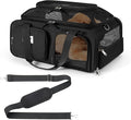 19x13x9 TSA Approved top Expandable pet Carrier for Small Dog Puppy cat up to 10 lbs Weight and 18'' Length, for Southwest Spirit Canada Airlines(Black)