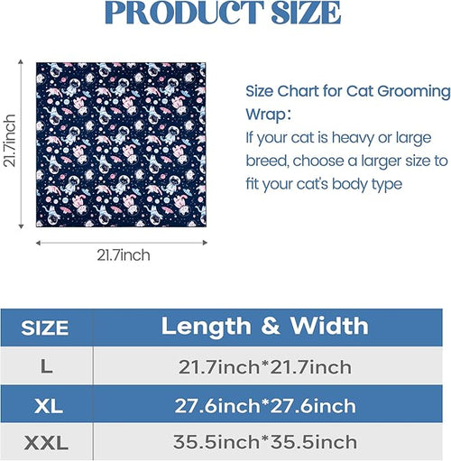 21.7" Cat Grooming Wrap, Cat Wrap for Cutting Nails, Anti-Scratch, Anti-Escape Calming Packaging, Cat Swaddle Wrap for Kittens, Large