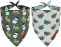 ADOGGYGO Green Christmas Dog Bandana, Snowman Reindeer Mug Pet Scarf, Adjustable Fit Merry Christmas Bandanas for Extra Large Dogs (X-Large)