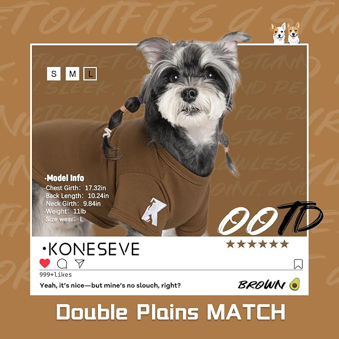 Koneseve Dog Shirts 2 Pack Soft Comfortable Clothes for Small Medium Dogs Brown & Avocado Green 2XL
