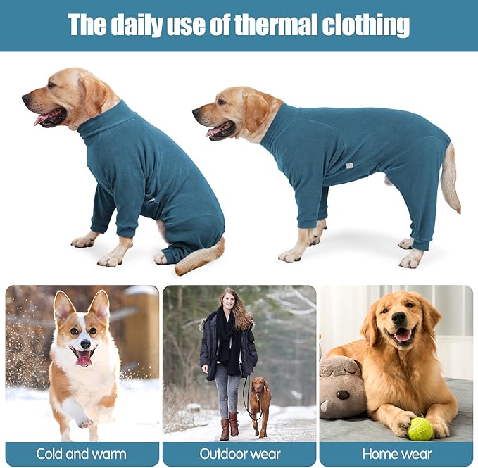 Dog Winter Coat for Small Medium Large Dog for Run Walk Sleep Pet Warm Fleece Sweater & Windproof Pajamas Snow Jacket Xs Turquoise