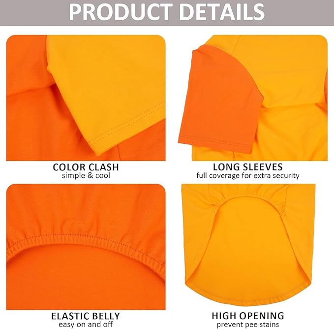 2 Pack X-Large Dog Shirts - Breathable Lightweight Durable Tees, Durable Moisture-Wicking Clothes for Beagle, Bullmastiff, Sleeping Hot Summer Day Outdoor Activities, Travel, Seaside, Orange