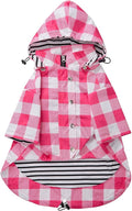 Dog rain Coat Waterproof Raincoat Puppy Jacket with Legs Buttons Zipper Hood Drawstring Fit for Yorkie Terrier Schnauzer Poodle Border Collie Labrador Golden Retriever 8lbs to 80lbs Pink XS