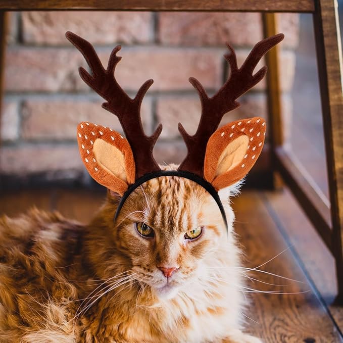 Christmas Halloween Pet Headband for Dog Cat Pet Elastic Band Adjustable,Costume Accessory for Cats and Kittens Comfortable Non-deformable for Holiday Season and Photography - Size M