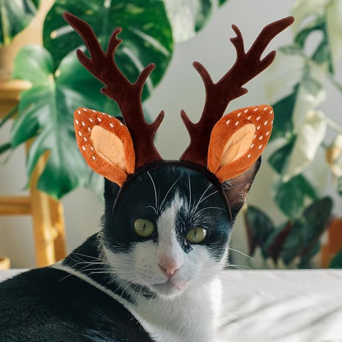 Christmas Halloween Pet Headband for Dog Cat Pet Elastic Band Adjustable,Costume Accessory for Cats and Kittens Comfortable Non-deformable for Holiday Season and Photography - Size M