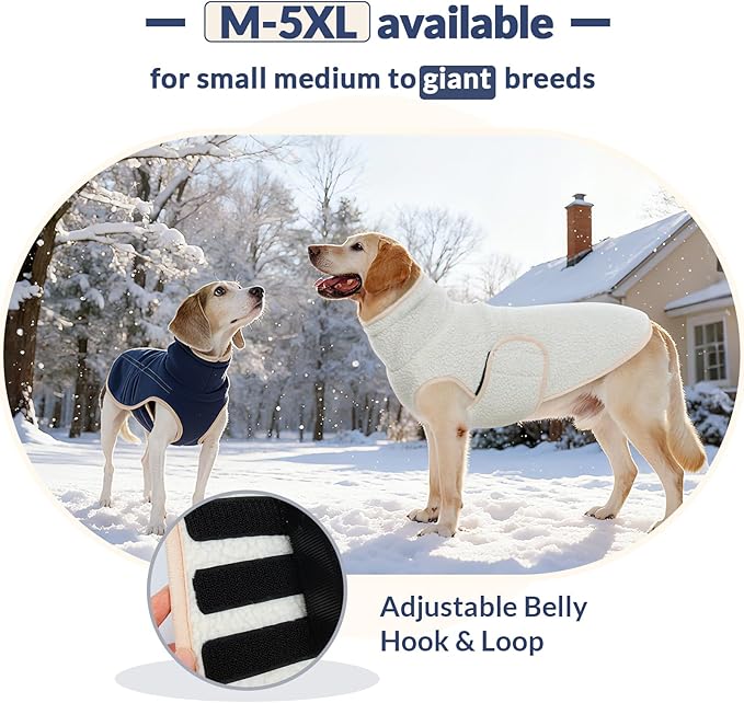 ROZKITCH Reversible Fleece Dog Jacket, Super Warm Sherpa Sweater with Leash Hole & Embroidery, Adjustable Double-Sided Plush Vest for Medium Breeds Outdoor Indoor DarkBlue L